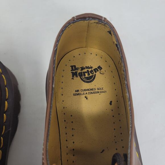 VTG Dr Martens Shoes Women 9 Brown Leather 3-Eye Oxford Lug Sole AirWair 1561/59 - Picture 6 of 12